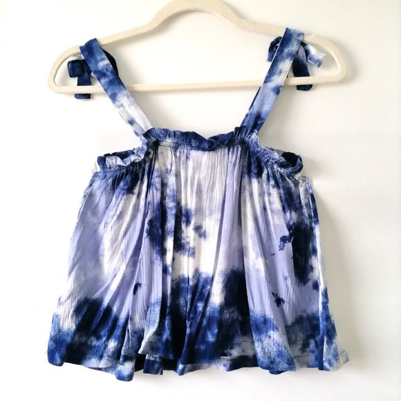 Self Esteem Girls Blue White Sleeveless Square Neck Tie Dye Tank Top Size L - Picture 4 of 7